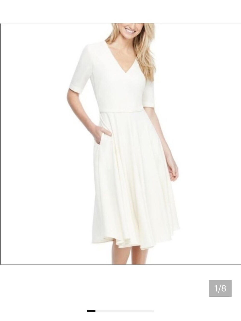 Gal Meets Glam Ivory Fit-and-Flare Midi Dress